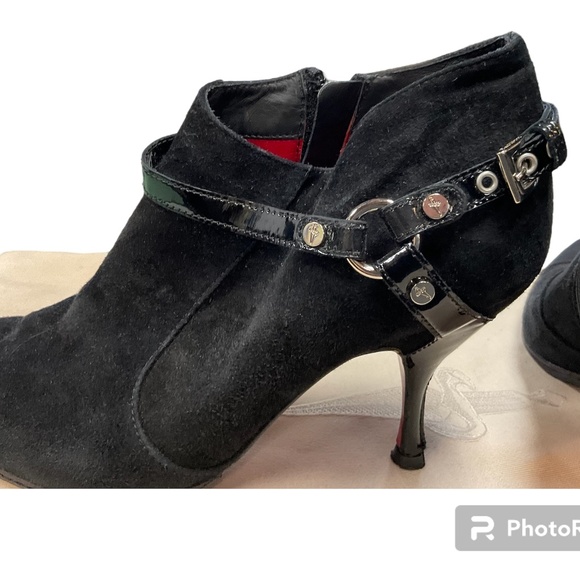 Black Suede Cesare Paciotti sharp toe stiletto bootie - Picture 4 of 5